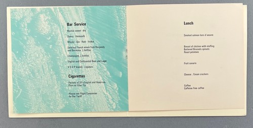 BOAC VINTAGE AIRLINE MENU LONDON TO NEW YORK B.O.A.C. 1969 - Picture 2 of 2
