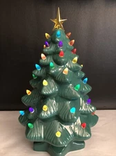 Mr. Christmas Light Up Ceramic Tree 15” Nostalgic Green Battery Operated Decor B