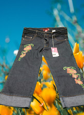 Hip Jeans embroidered flowers Womens Kids Teen Youth Size 9 USA