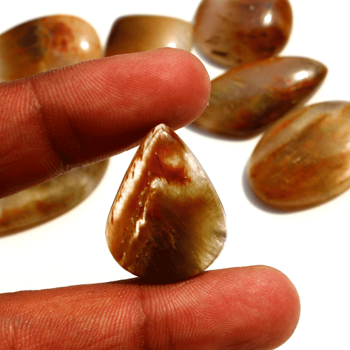 8 Pcs Natural Cacoxenite Rutilated Quartz 18mm-33mm Mix Cabochon Loose Gemstones - Picture 5 of 17