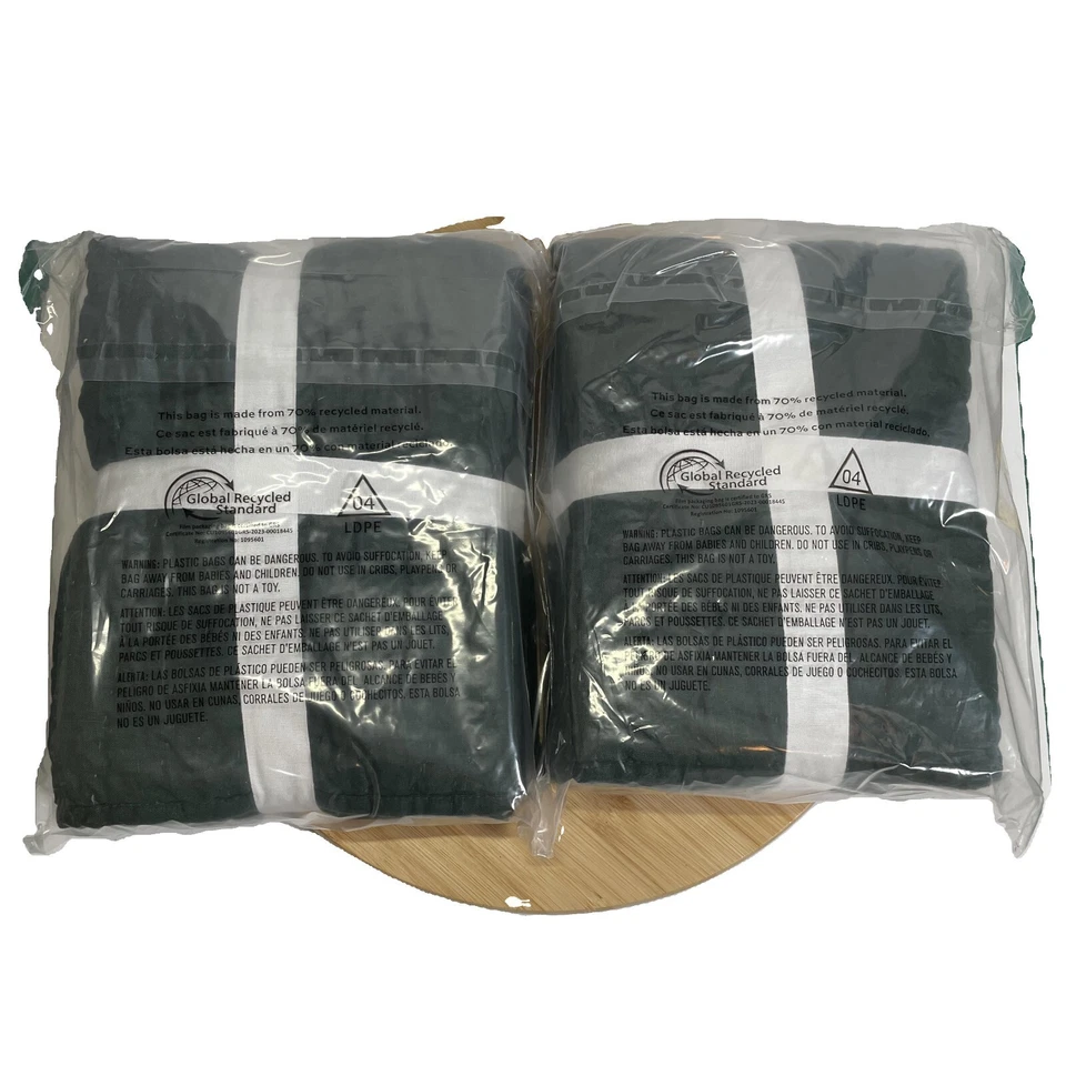 Pottery Barn Pino Verde Belga Lino Costura a Mano Acolchado Euro Sham 2 Piezas Foto 4 de 4