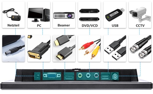 10.1 Zoll Monitor PC Bildschirm 1080P mit HDMI USB BNC AVI VGA für Gaming PC TV - Bild 9 von 12