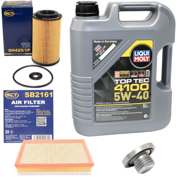 MotoröL Filter Set 5W40 5Liter + ÖLablassschraube FüR Opel Astra G CC Zafira A-image