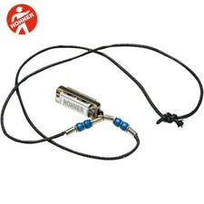 Hohner M38N-DB Mini Diatonic Harmonica Necklace with Dark Blue Beads