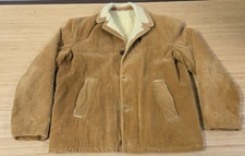 Vintage 80s Coat Vintage Jacket Tan Corduroy Sherpa Lined No Size USA
