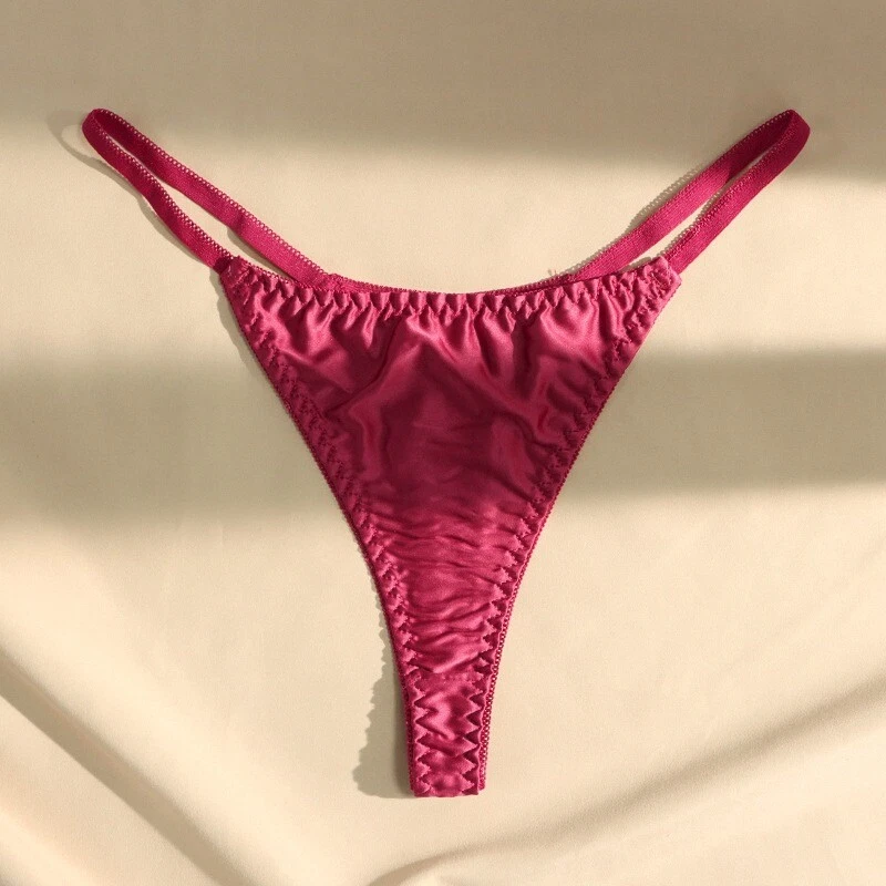 Lote de 5 piezas de tangas de satén sexy para mujer bragas ropa interior tanga sedosa, S M L XL 2X Foto 3 de 4