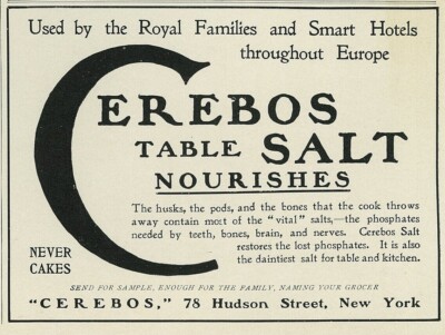 Cerebos Table Salt Royal Families & Smart Hotels Europe 1904 Antique Print Ad