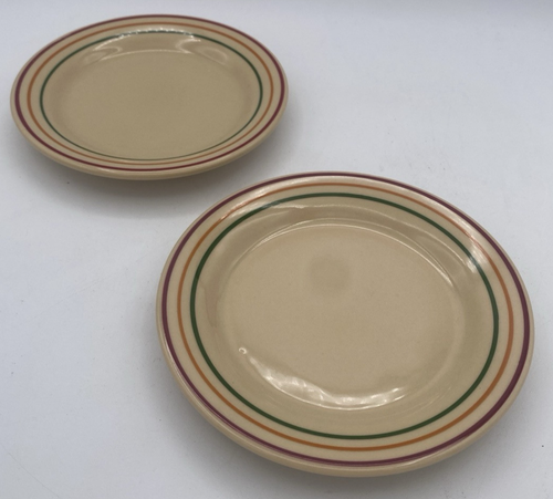 2 Buffalo China Pendleton 3 Stripe Sm. Round Side Plate Restaurant Ware 5.5" - Picture 1 of 4