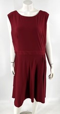 Melonie T Illusion Dress Plus Size 24W Maroon Red Swing Stretch Back Zip Womens