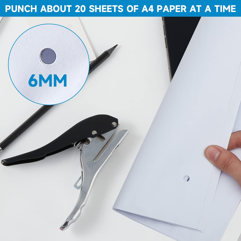Hole Punch 1/4 Inch, Heavy Duty Single Hole Punch Adjustable Hole