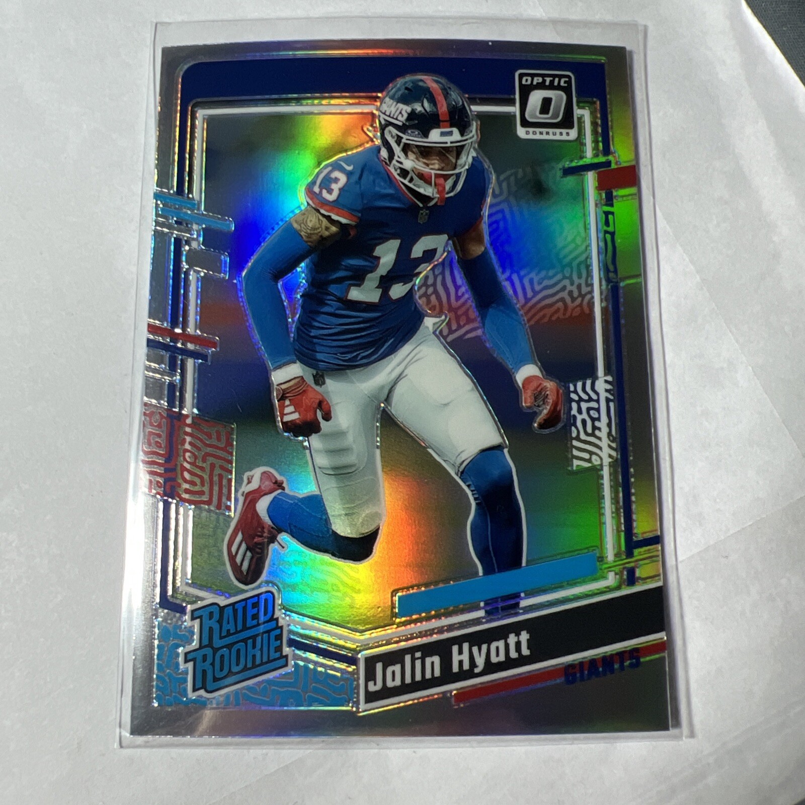 Jalin Hyatt 2023 Optic Football #279 Holo Rated Rookie New York Giants