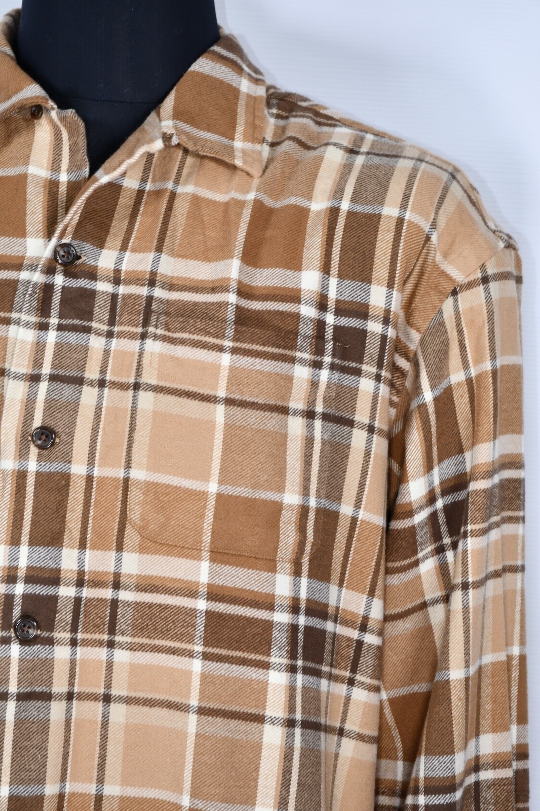 Polo Ralph Lauren Brushed Flannel Checked Shirt Khaki/Brown size L thumbnail 5