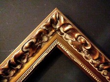 8 X 10 STD PICTURE FRAME 2 1/2" WIDE DARK GOLD LEAF ORNATE w/ GLAZING BACKING