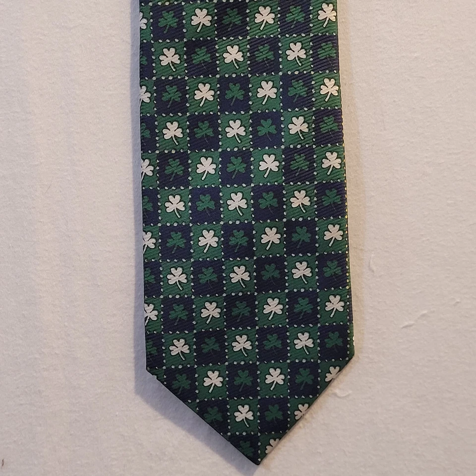 Coleção de gravata celta Irlanda azul verde trevos 59" × 3,5" poliéster St Pat - Imagem 2 de 4