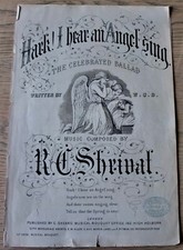 R.C. SHRIVAL HARK I HEAR AN ANGEL SING SHEET MUSIC 1850's ENGLAND