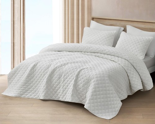 Chezmoi Collection Breeze 3-Piece Lightweight Cotton Muslin Quilt Bedspread Set - Picture 9 of 15