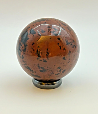 CARDINAL METHOD MAHOGANY OBSIDIAN SPHERE W/ STAND CRYSTAL: ''LIVING IN TRUTH''