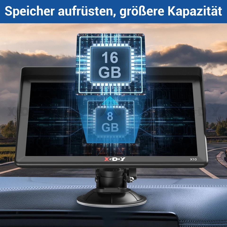 2025 NEU XGODY 9 Zoll Bluetooth GPS Navi Navigationsgerät für Auto PKW LKW 16GB - Bild 2 von 4