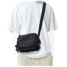 Canvas Satchel Bag men,Classic small Messenger Bag for Men,Crossbody Bag Aest...