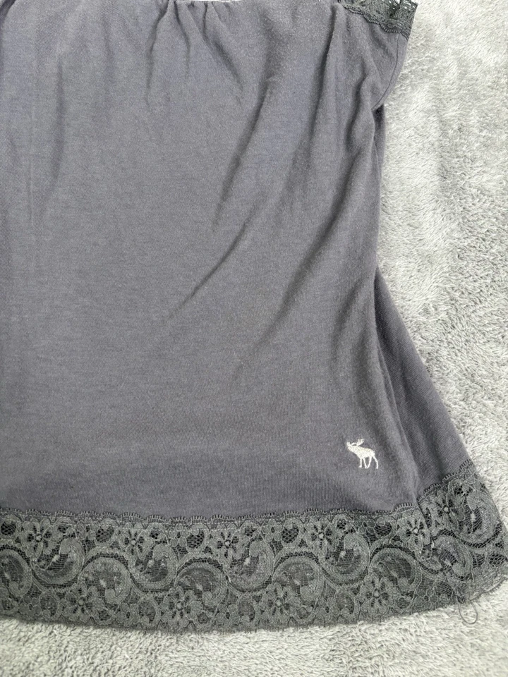 Camiseta sin mangas vintage Y2K Abercrombie & Fitch de encaje para mujer talla XL gris Foto 3 de 4