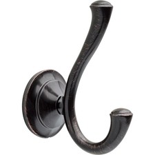 Delta Linden Double Towel Hooks, Venetian Bronze, Wall Mount, Bathroom J Hooks