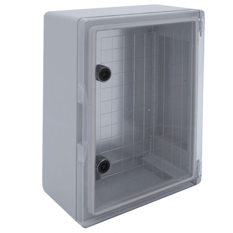 Coffret électrique étanche contre l'humidité en ABS 500x350x195 porte transparente