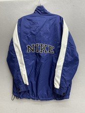 Vintage Nike Windbreaker Jacket Size L Blue Big Logo Spellout Water Repellent