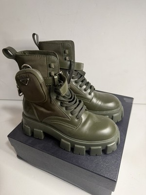 Prada Monolith Combat Boot Olive Green Men s US 10.5 w/ Pouch NWT Neiman
