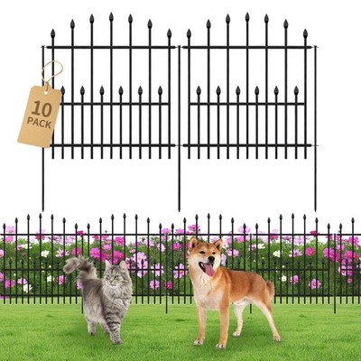Decorative Garden Fence - 32in(H) x 24.16Ft(L) Heavy Duty Metal Animal Barrie...