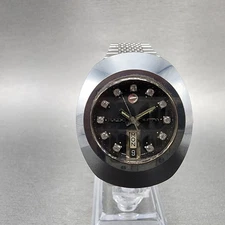 Rado Diastar Watch Men 35mm Black Dial Gray Tone Daydate Automatic Runs VTG 8/N