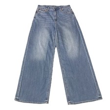 American Eagle Jeans Womens 6 Blue Super High Rise Baggy Wide Leg Stretch Denim