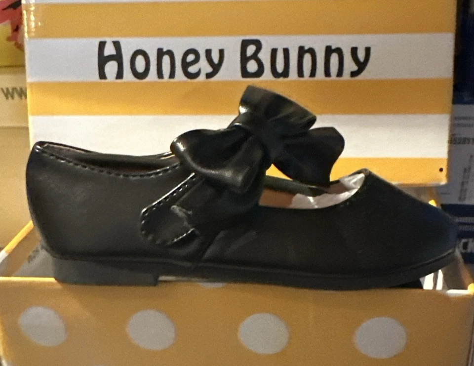 Honey Bunny Toddler Girls Beaming Black Bow Mary Jane Dress Shoes Size 8 Toddler - Image 2 of 2