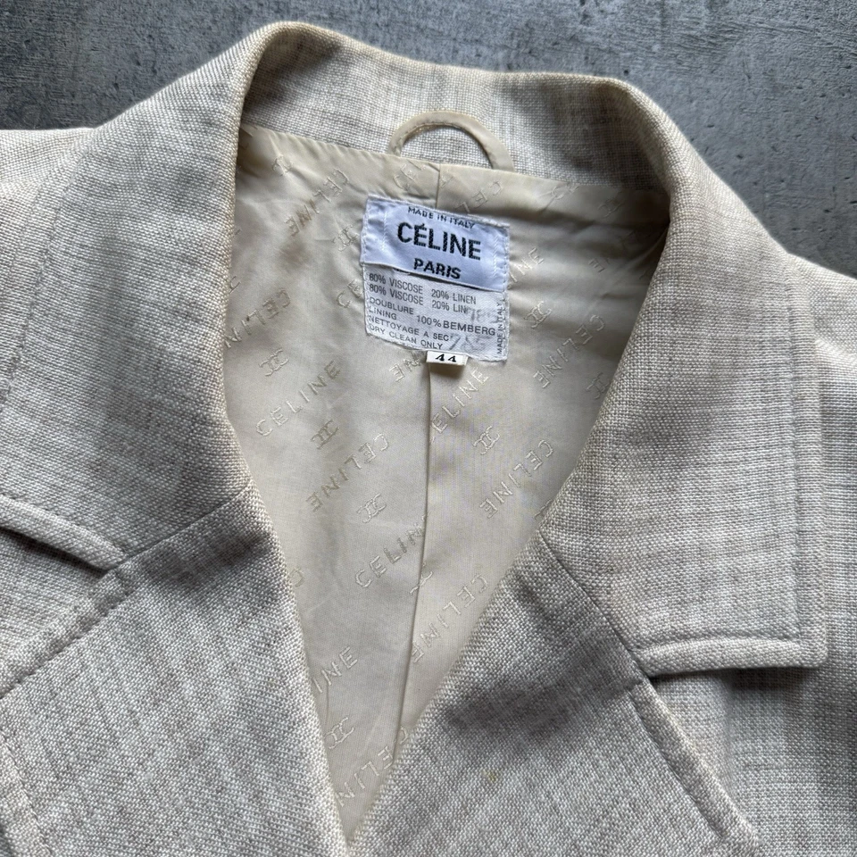 1980s Vintage Celine Cropped Linen Blazer Jacket - Image 2 of 4