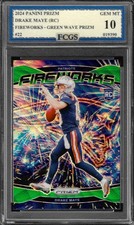 2024 Panini Prizm Drake Maye RC Fireworks Green Wave #22 Graded FCGS 10 GEM MINT