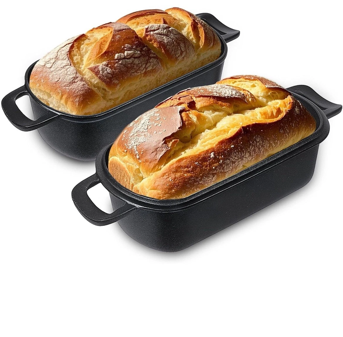 Cast Iron Bread Loaf Pan with Lid Baking Pan for Homemade Bread Meatloaf 10x5x3