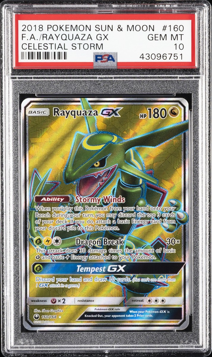 2018 POKEMON SUN & MOON CELESTIAL STORM #160 FULL ART/RAYQUAZA GX