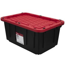 Heavy Duty 17 Gallon Storage Bin with Snap Lid Medium Plastic Container Black