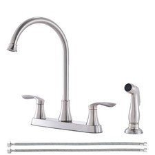 Kitchen Faucet with Side Sprayer Stainless Steel Brushed Nickel Two Handle