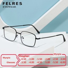 Metal Square Myopia Nearsighted Glasses Unisex Classic Anti Blue Light Glasses