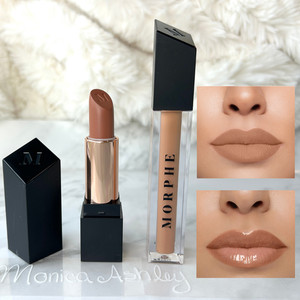 Morphe Nude Lip Set Commit Matte Lipstick + Gloss de lèvre fraîche, nus de goût nouveau