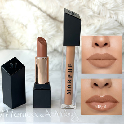 Morphe Nude Lip Set Commit Matte Lipstick + Chill Lip Gloss, Toasty Nude New