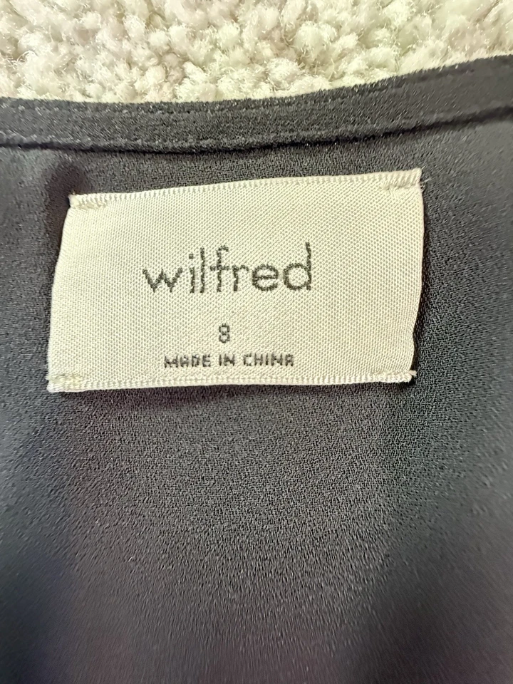 Blusa Aritzia Wilfred Botón Frontal Transparente Manga Corta Negra Talla 8 Foto 2 de 4