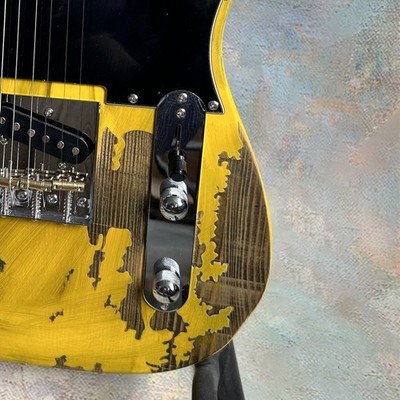 Factory Outlet TL Heavy Relic Yellow Electric Guitar Chrome Parts US Warehouse