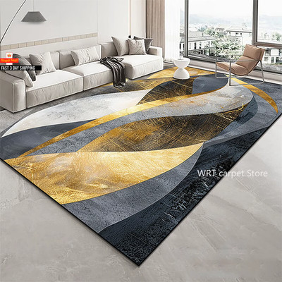 Moderner Goldener Geometrie Teppich für Wohnzimmer Hell Luxus Teppiche für Schlafzimmer Deko