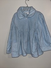 Collections Etc. Robe Top Pocket Long-Sleeve Light Blue Women's Sz L