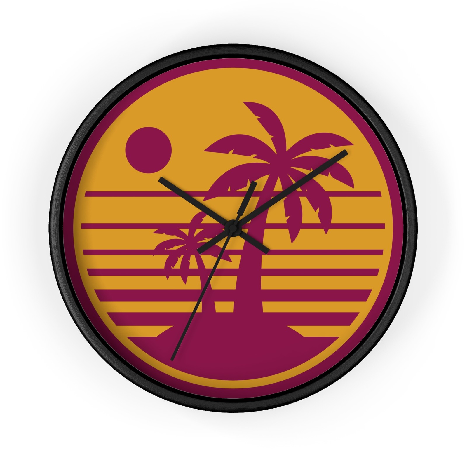 Retro Palm Trees Wall Clock | Sunset Stripes
