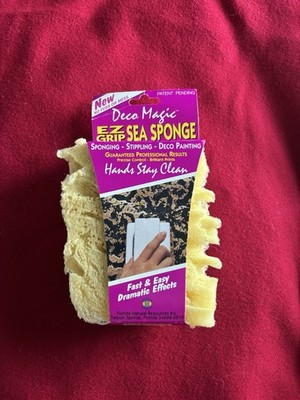 Deco Magic EZ Grip Sea Sponge New Old Stock Vintage Painting Tool w/ Grip Pad