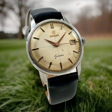 RARE VINTAGE OMEGA GENEVE CROSS HAIR 14724 SWISS HANDWIND MEN'S WATCH SERVICED