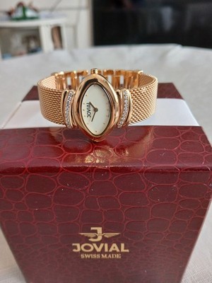 ARMBANDUHR VON JOVIAL - SWISS MADE - NEU MIT BOX - FARBE GOLD - QUARZ.