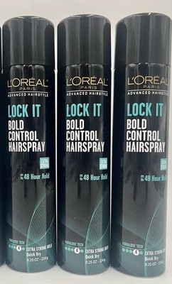 3x L Oréal Lock It Bold Control Hairspray Extra Strong Level 4, 8.25oz each
